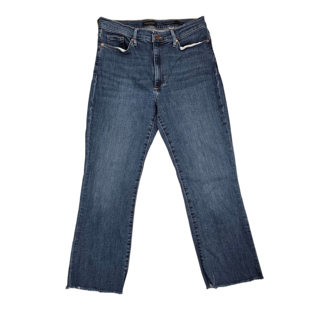 Banana Republic Womens Mid Rise Crop Flare Premium Denim Jeans Size 29 Blue